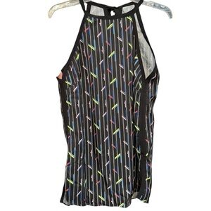 Lili Sidonio by Molly Bracken Halter Top | Size Small | Black Geo Stripe